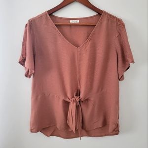 Maurices Dusty Rose Short Sleeve Blouse- Large